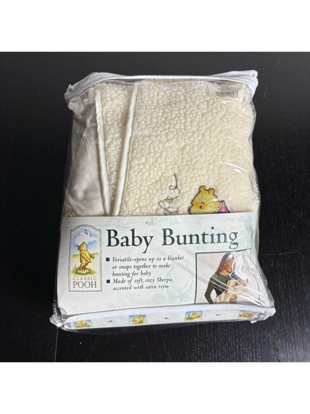 Vintage CLASSIC POOH Ivory Sherpa Fleece Baby Bunting Gender Neutral NEW